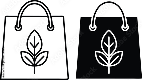 Ecofriendly Shopping Bags Sustainable, Reusable, Organic, Leaf Design