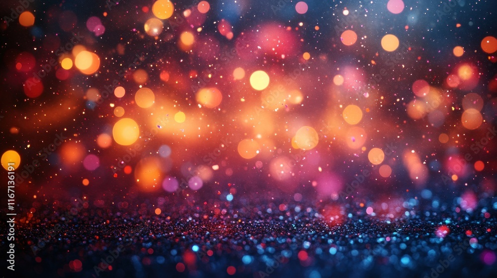 Obraz premium Prom Celebration Party Event with Spotlight and Confetti for Graduation Ceremony