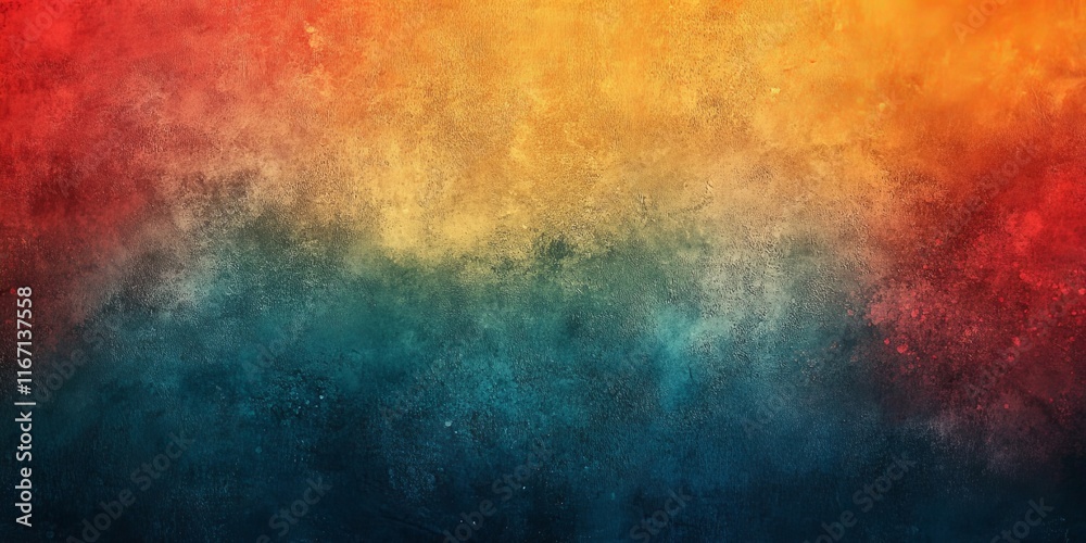 Fototapeta premium Grainy gradient background teal orange red blue retro noise texture summer banner poster backdrop design, Generative AI