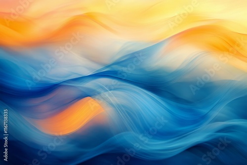 Beautiful abstract waves illustrating a dynamic interplay of colors in blue a...
