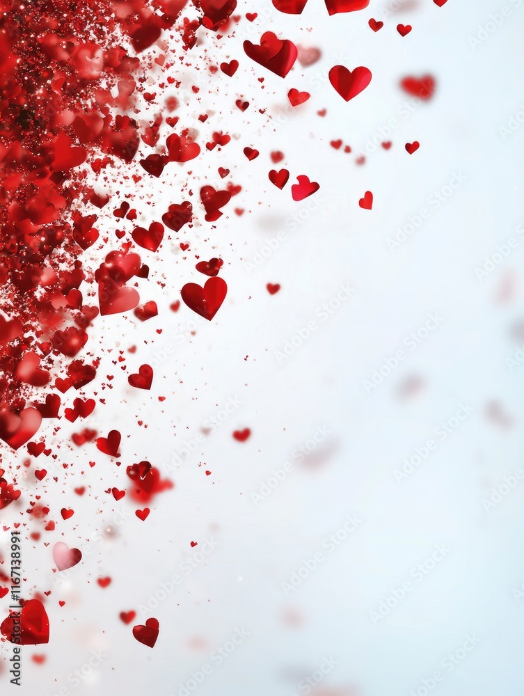 The red Heart shapes on abstract light glitter background in love concept for valentines day with sweet and romantic moment , Poster design, realistic, HD, copy space The red Heart shapes on abstract light glitter background in love concept for valentines day with sweet and romantic moment , Poster design, realistic, HD, copy space