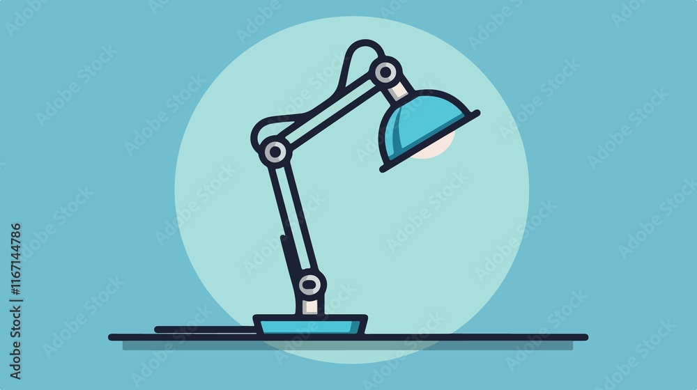 Modern Balanced Arm Table Reading Lamp Light Line Vector Icon Modern Balanced Arm Table Reading Lamp Light Line Vector Icon