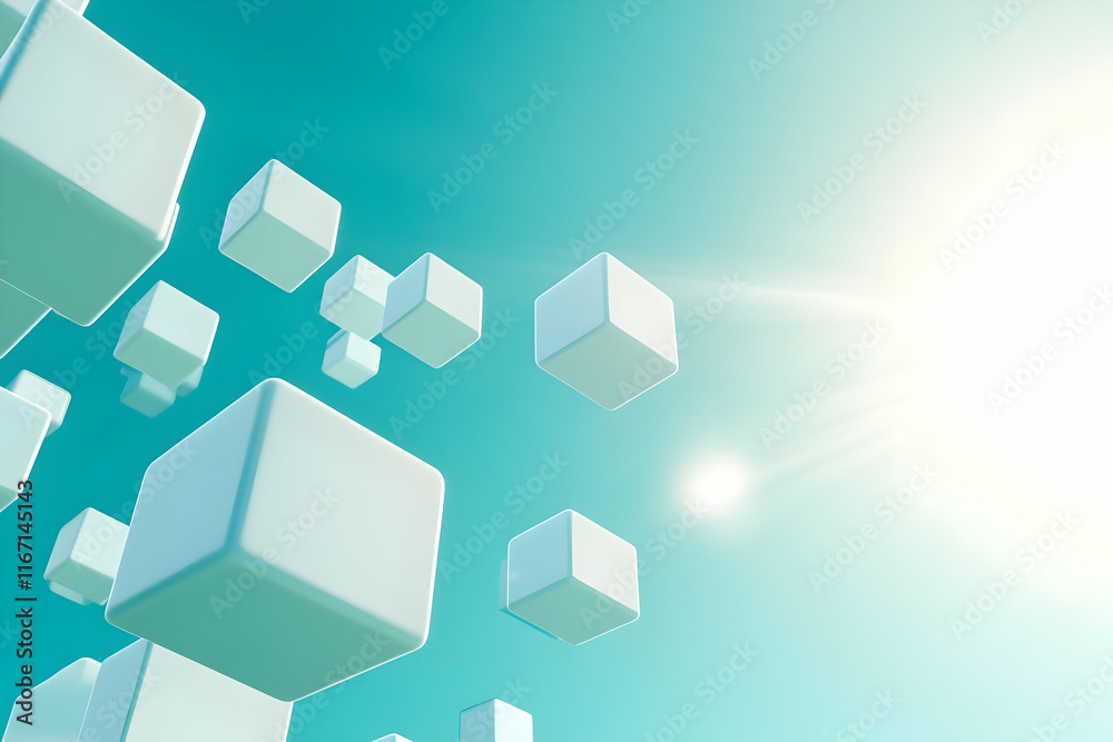 Fototapeta premium Floating Cubes 3D Abstract Background
