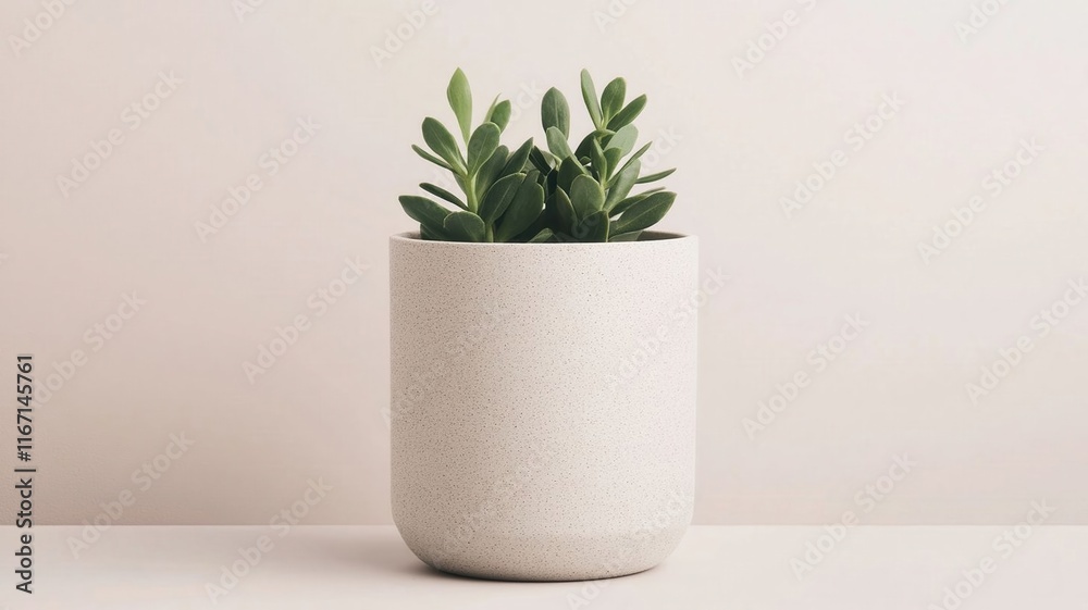 Minimalist plant pot with succulent greenery, perfect for home decor