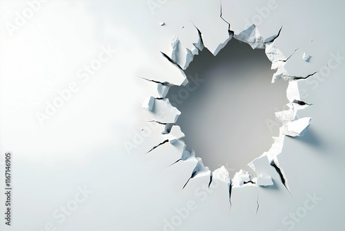 3D Render White Wall Crack Background