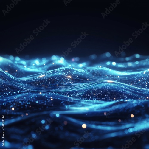 Waves of clear blue water reflecting light during tranquil sunset