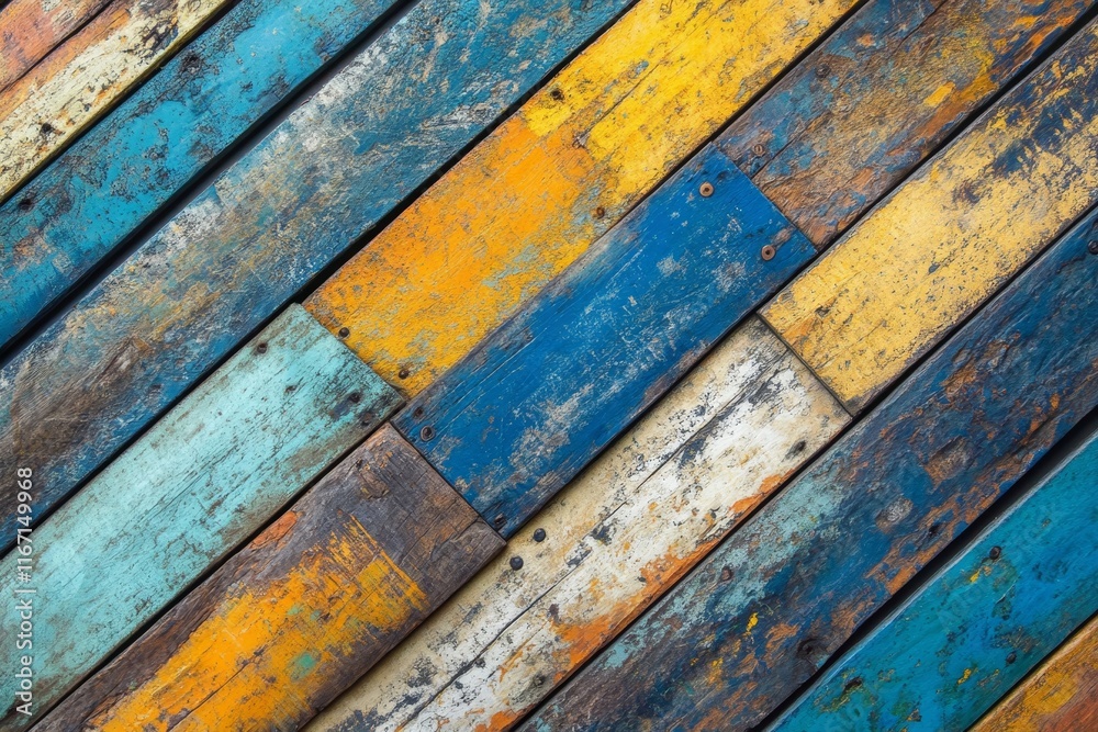 blue abstract background of diagonally arranged old wooden planks, Generative AI blue abstract background of diagonally arranged old wooden planks, Generative AI
