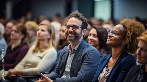 Man smiling in front of audience
