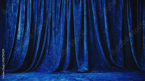 Elegant royal blue velvet curtain backdrop for photography and event decoration showcasing rich texture and vibrant color.
