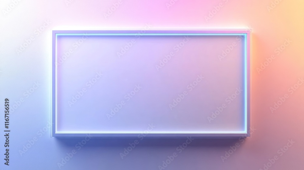 Neon light frame on pastel wall. Neon light frame on pastel wall.