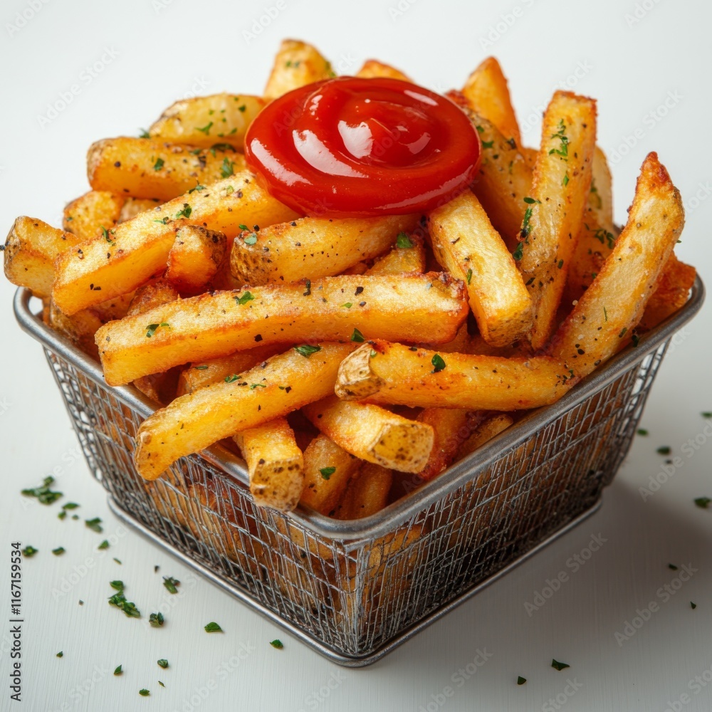 Crispy Seasoned French Fries with Ketchup Crispy Seasoned French Fries with Ketchup