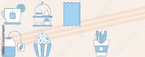 Additional cafe-themed vector icons featuring various cafe items and beverages