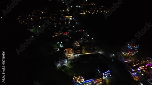 The drone view of Baturaden cityscape in Banyumas Regency, Central Java, Indonesia. It was taken on January 01, 2025 by a professional. It's a wonderful cityscape with a nice view photo