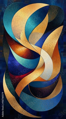 Colorful abstract artwork featuring swirling shapes and a vibrant color palet...