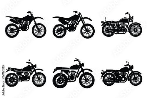 Set of vintage motorcycle silhouette, Retro bike collection vector illustration