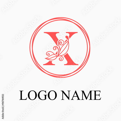 X Letter Monogram Logo with Floral for Beauty, Skincare, Fashion Business Logo Idea. Feminine Logo Concept. Simple Minimalist Floral Logo Vector