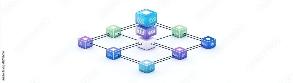 A digital illustration depicting a network of interconnected blocks, symbolizing data exchange and blockchain technology. A digital illustration depicting a network of interconnected blocks, symbolizing data exchange and blockchain technology.