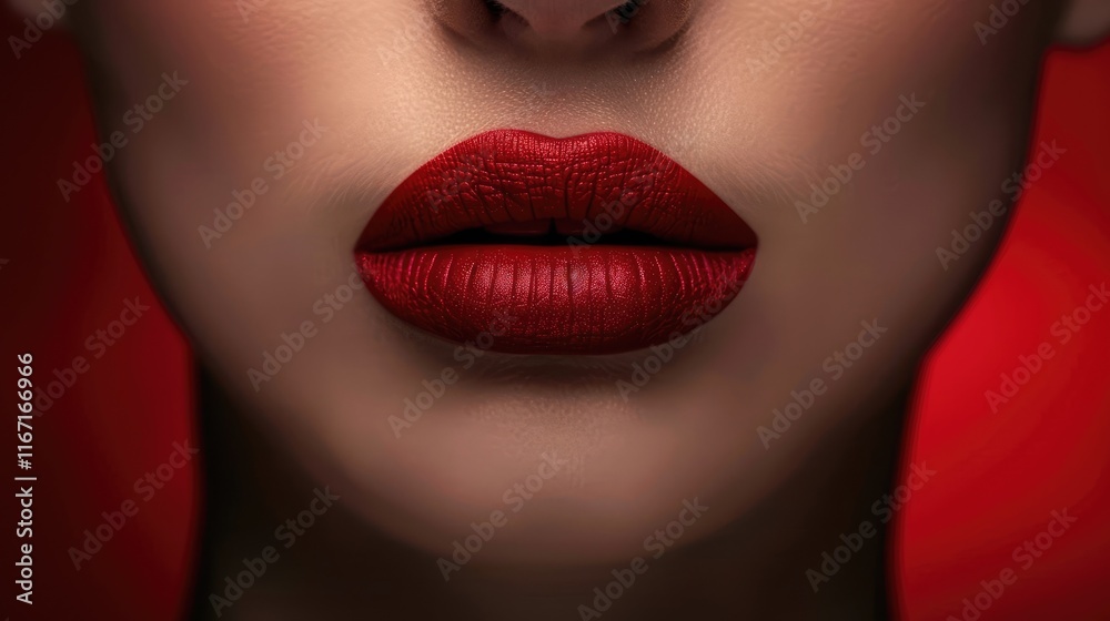 Obraz premium Background with red lips with red lipstick. Red lips built into the background