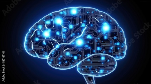 Wallpaper Mural Pulsing Abstract Human Brain With Circuit Patterns to Represent AI Cybersecurity Innovation and Digital Protection Solutions Torontodigital.ca