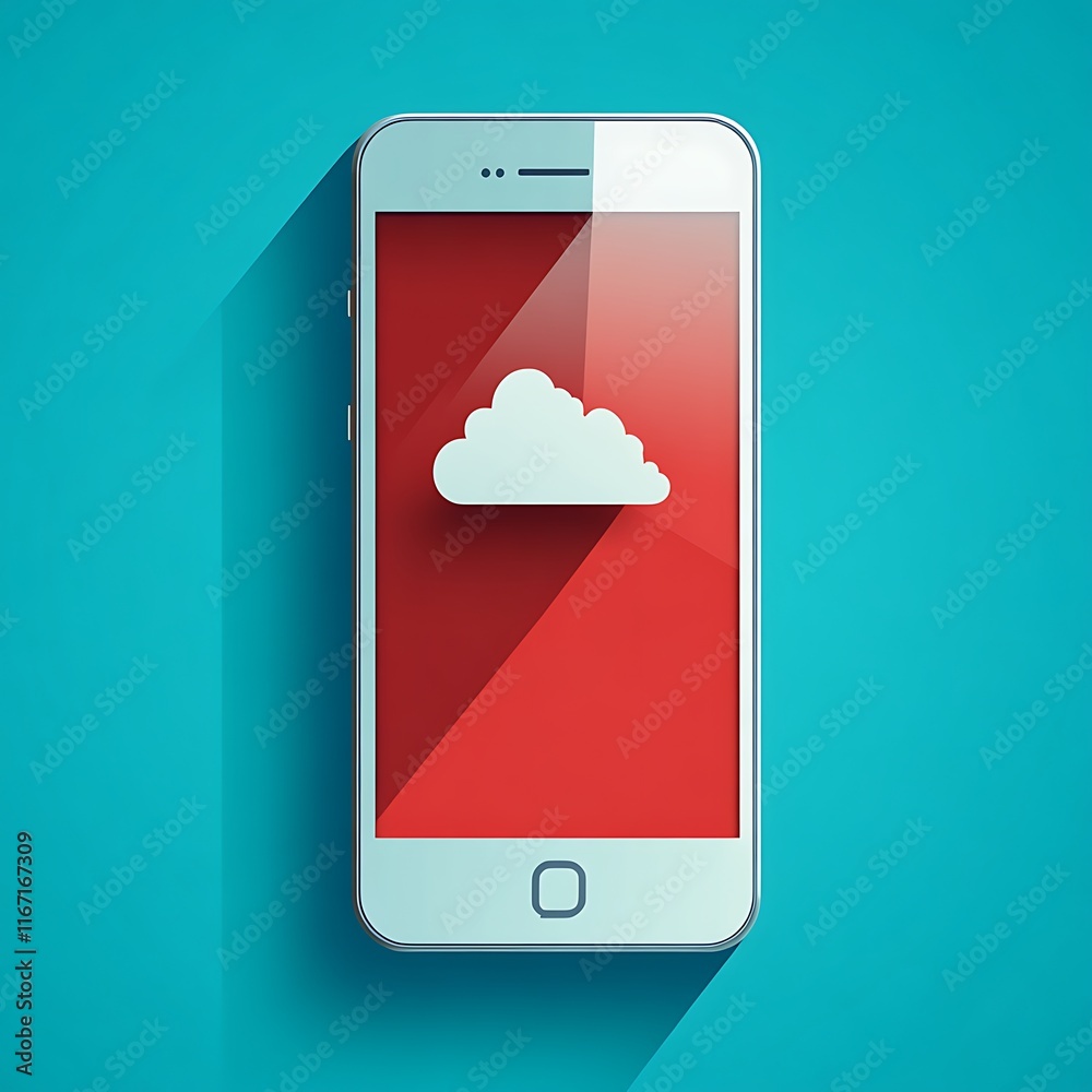 Smartphone Displaying Cloud Computing Icon on Screen Smartphone Displaying Cloud Computing Icon on Screen