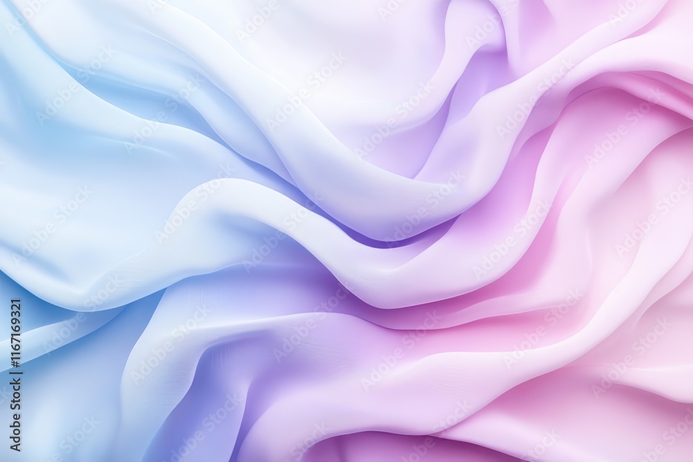 Obraz premium Elegant fabric draped in soft pastel colors with smooth waves and folds creating a calming visual effect. Generative AI