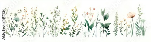 Wallpaper Mural Watercolor Plants and Flowers Collection Delicate Botanical Illustration Freshly Cut Greenery Flora Torontodigital.ca