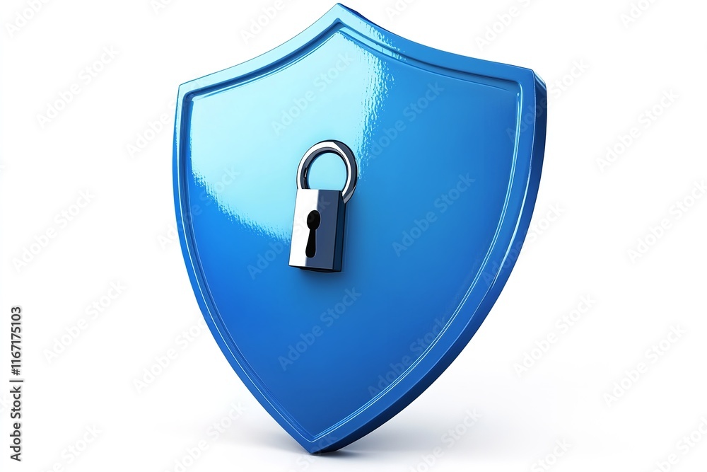 A Blue Shield with a Lock on It in a Metallic Color Front View
A Blue Shield with a Lock on It in a Metallic Color Front View