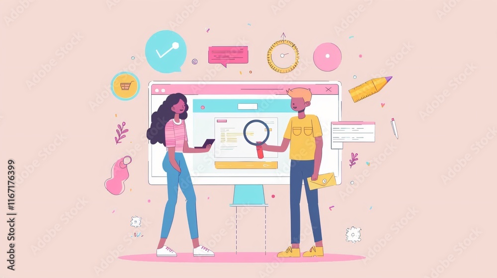 SEO Planning Concept: Collaborative Work on Website Design SEO Planning Concept: Collaborative Work on Website Design