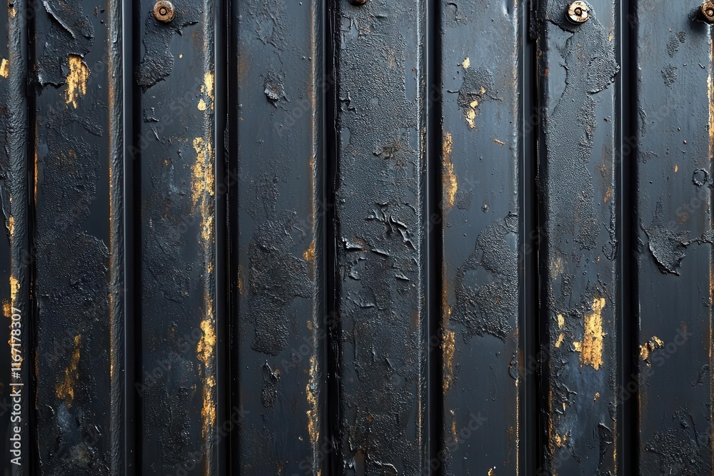Obraz premium a corrugated black metal texture showcases a rugged surface perfect for industrial design outdoor settings or creative projects embodying strength and durability with its structured lines