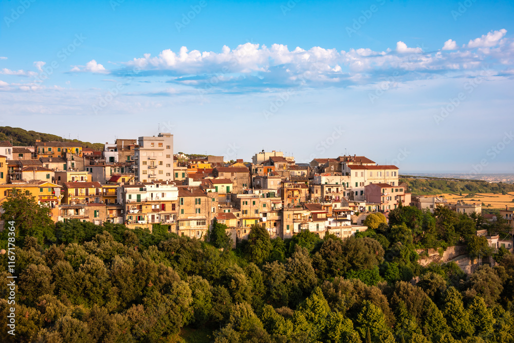 Picturesque small town on hill in Italy Picturesque small town on hill in Italy