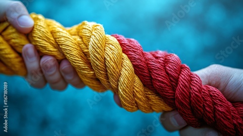Colorful ropes intertwined together create a vibrant visual display with bold...