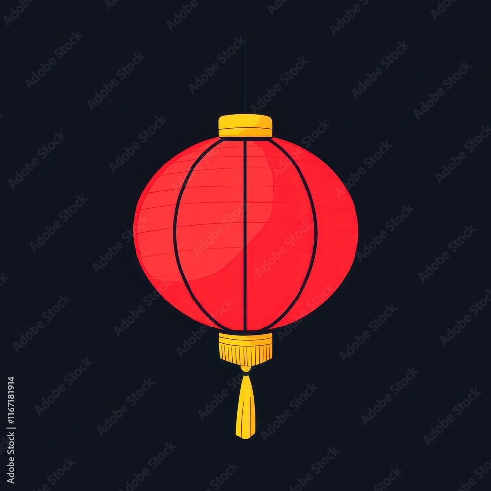 Obraz premium Vibrant Red Lantern Illuminating the Night with a Classic Traditional Asian Design, Perfect for Celebrations and Cultural Festivities in Various Events