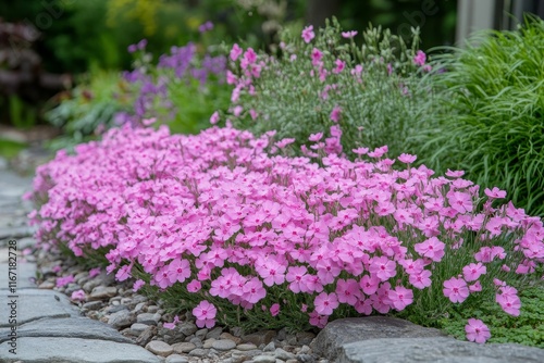 Wallpaper Mural Maiden pink flowers, Dianthus deltoides in summer garden, Generative AI Torontodigital.ca