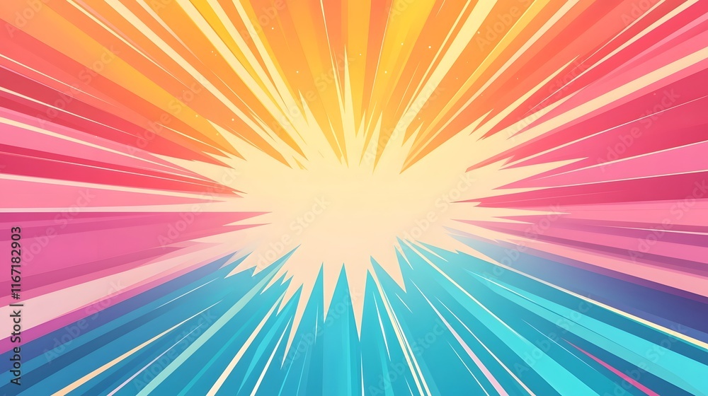 Radiant Cosmic Starburst with Retro Comic Vibes and Bold Pastel Lines Radiant Cosmic Starburst with Retro Comic Vibes and Bold Pastel Lines