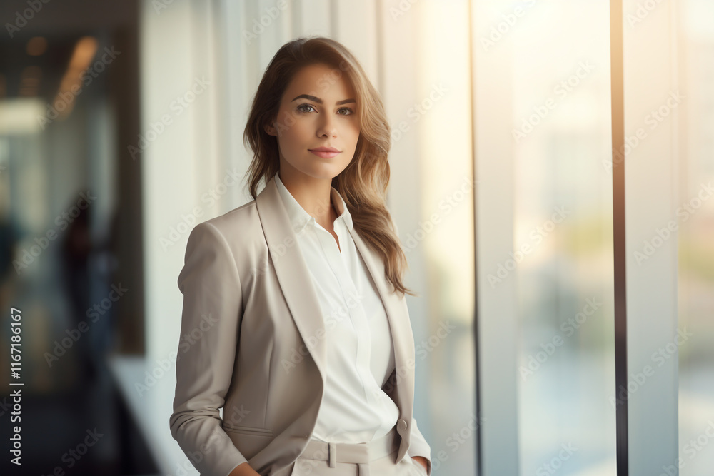 Empowered Elegance: A Confident Portrait of a Woman in a Business Suit Empowered Elegance: A Confident Portrait of a Woman in a Business Suit