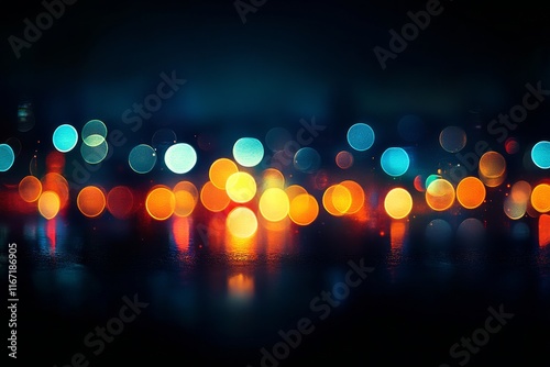 Colorful bokeh effects create a vibrant atmosphere at night on urban streets