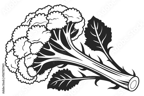 a black silhouette image cauliflower vector illustration white background B.eps