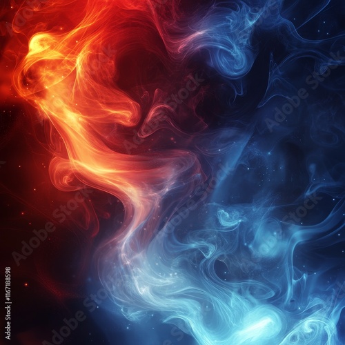 Bright swirls of color create an artistic blend in a cosmic display of red, p...