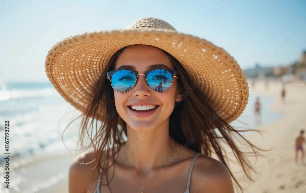 woman holliday beach happy woman holliday beach happy