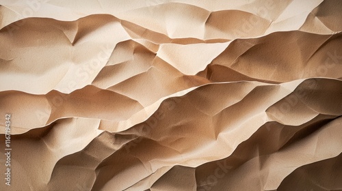 Crinkled light beige paper texture. (1) photo