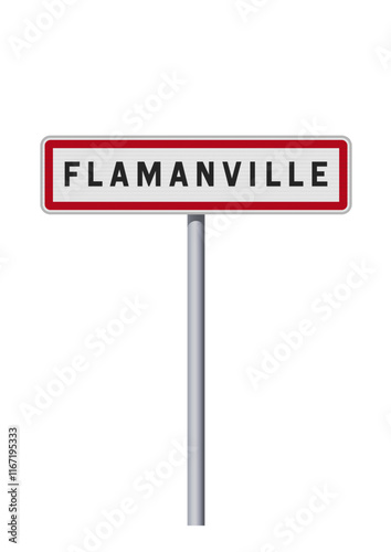 Panneau d'entrée de la ville de Flamanville (Manche) en vectoriel
