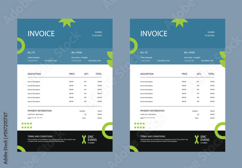 Minimal Corporate Business Invoice design template vector illustration bill form price invoice. Creative invoice template vector. business stationery design payment agreement design template