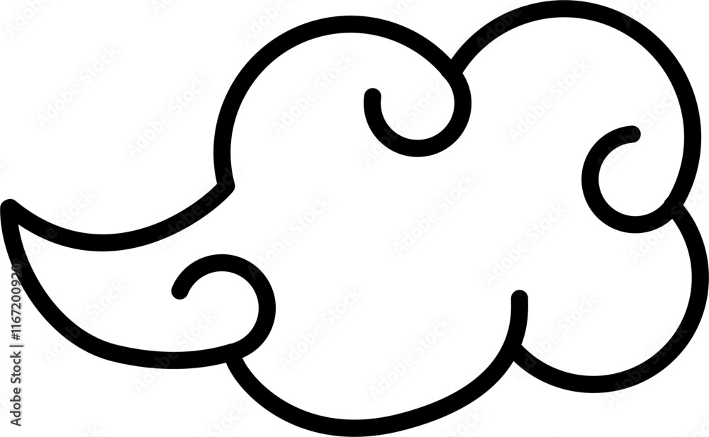 Curly cloud outline vector Curly cloud outline vector