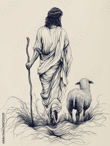 Wallpaper Mural Illustration of Jesus Christ wearing a crown of thorns, Easter, Christmas, Lent, Thanksgiving, Golgotha ​​Hill, Cross, lamb Torontodigital.ca