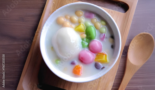 Sweet Egg Bua Loi, Thai Dessert image photo