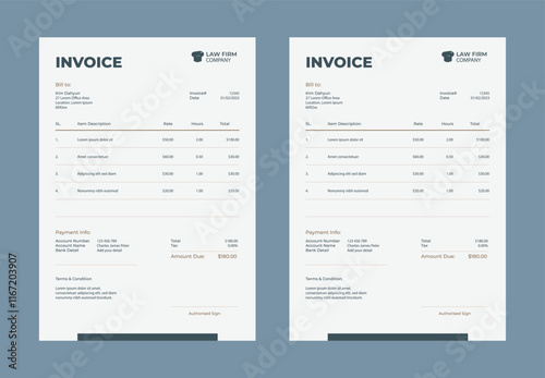 Minimal Corporate Business Invoice design template vector illustration bill form price invoice. Creative invoice template vector. business stationery design payment agreement design template