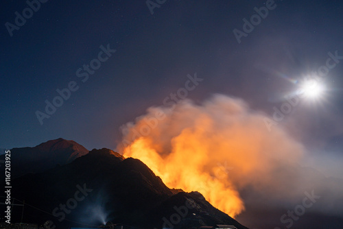 Fires Devour Forest Slopes of Mardi Mountains, Nepal. photo