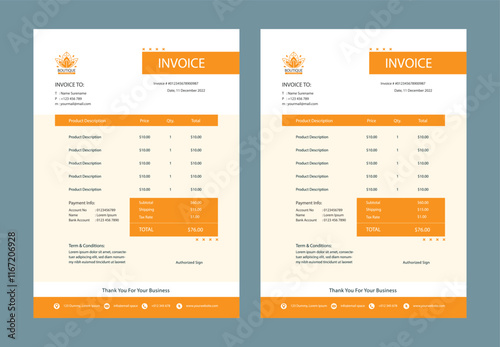 Minimal Corporate Business Invoice design template vector illustration bill form price invoice. Creative invoice template vector. business stationery design payment agreement design template