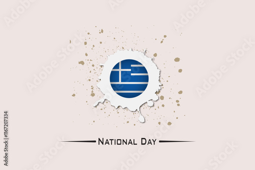 National events and holidays, National Day of Greece, Greek flag illustration in circle shape and abstract background, white background, vector illustrator photo