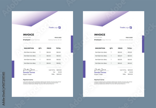 Abstract Minimal business invoice template design, Professional corporate invoice template